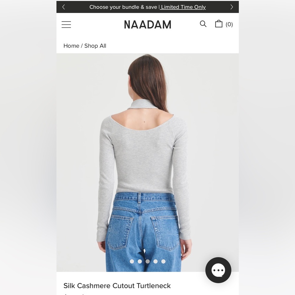 NAADAM Light Gray Silk Cashmere cut out turtleneck